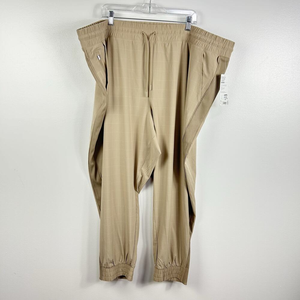 NEW Athleta Brooklyn Athletic Jogger Tan Windowpane Plaid Women’s Plus Size 26